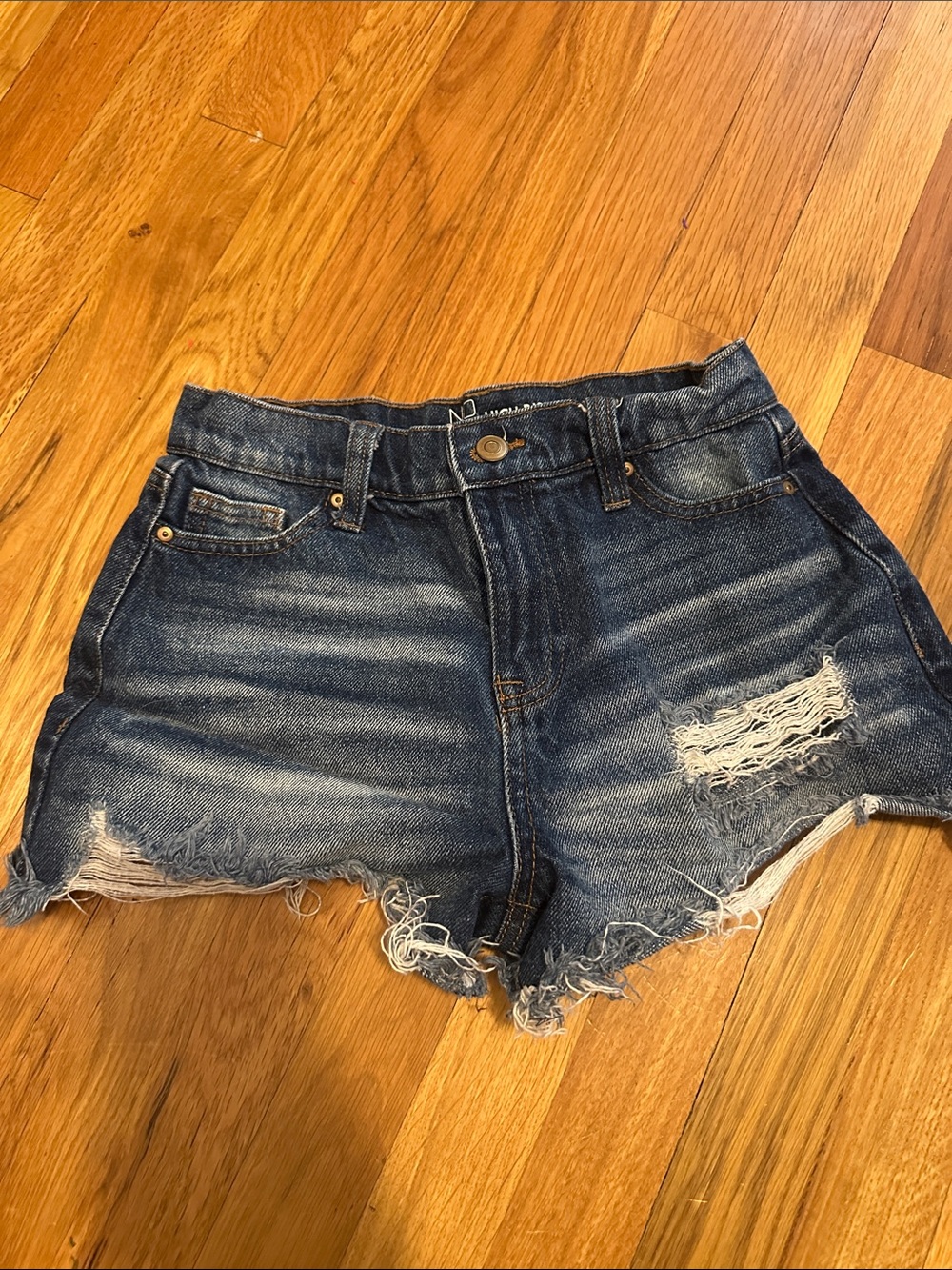 NOBO Distressed Dark Blue Denim Shorts